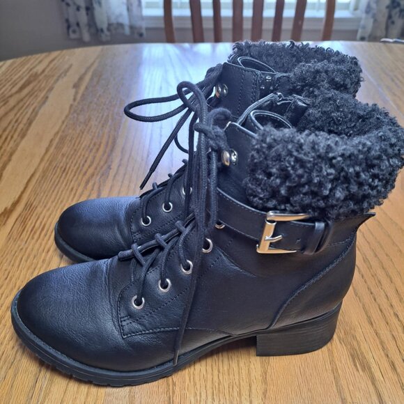 MARI A. JORDIN COMBAT BOOTS BLACK WOMEN'S SIZE 8.5 - Picture 1 of 9